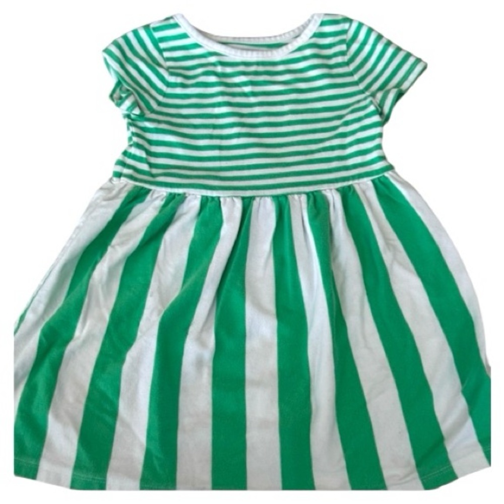 Cat & Jack Green and White Striped Toddler Girls Dress- Size 3T